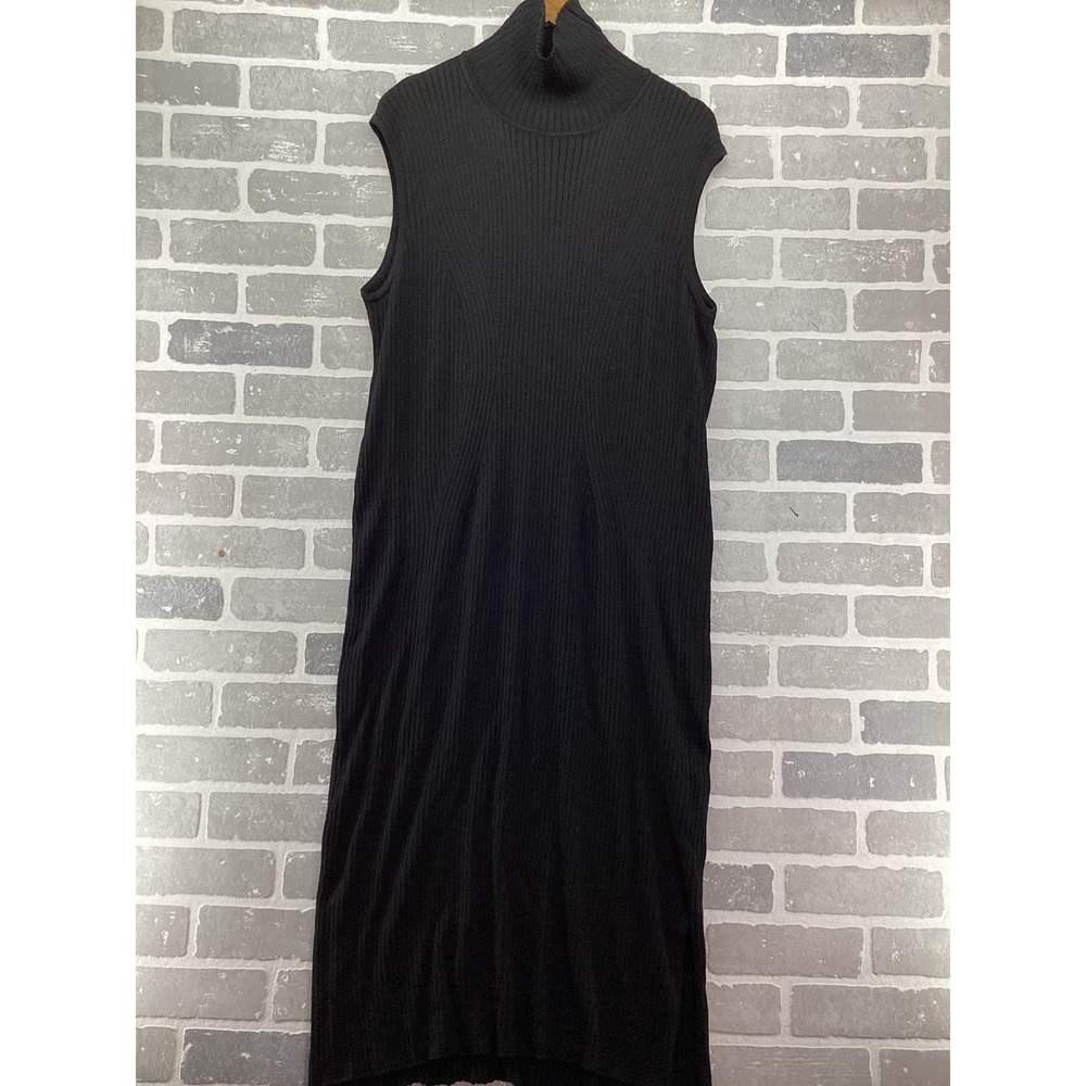 Yesta The Netherlands Black Ribbed Turtleneck Sleeveless Maxi Dress 18W A002131